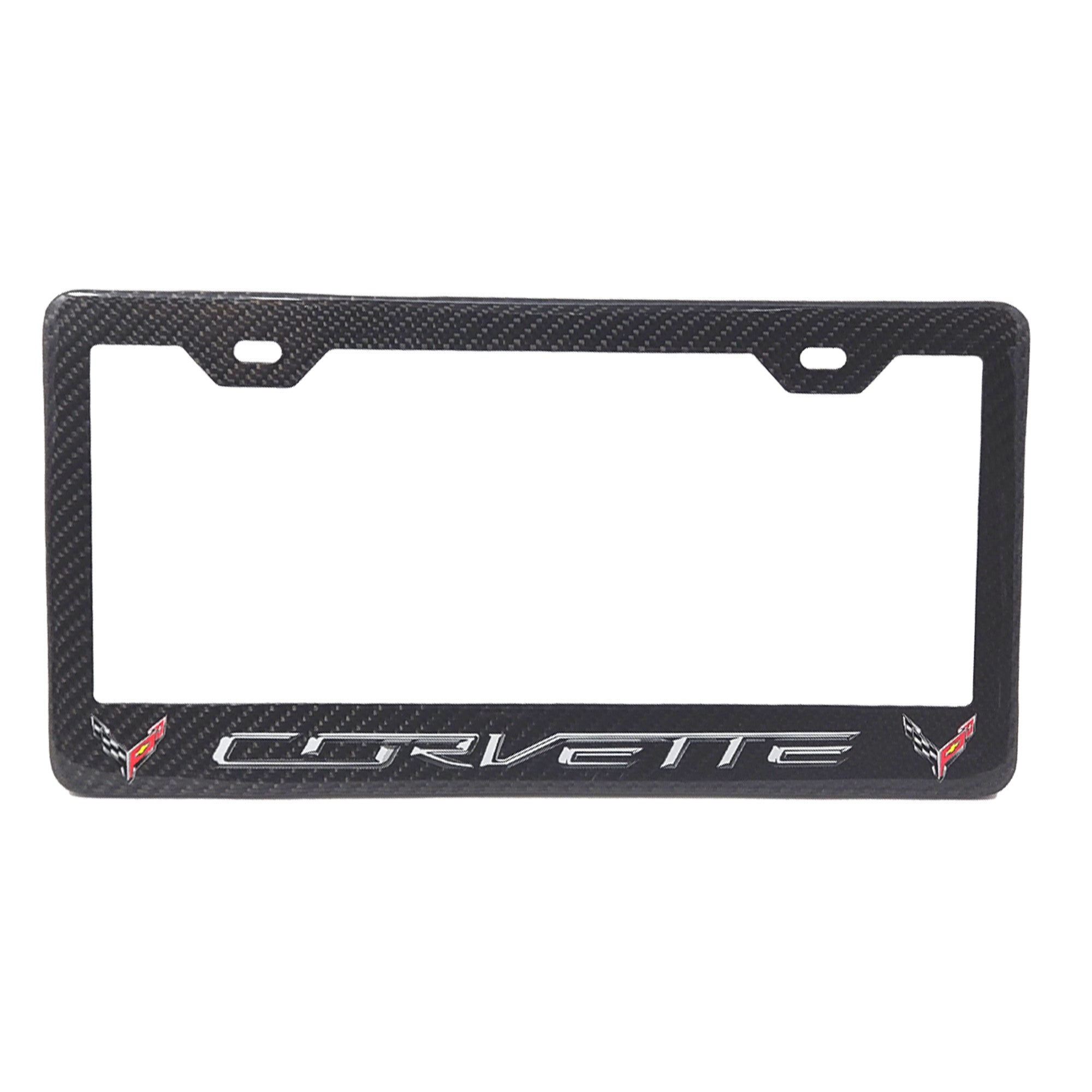 Corvette License Frame C8 Logos Shaded Text