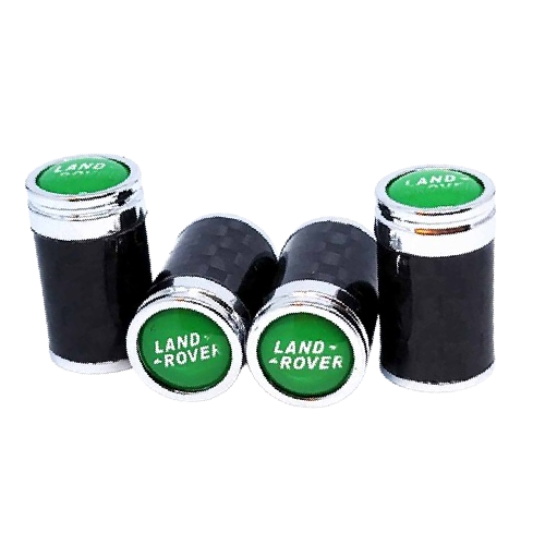 Land Rover White Text Green Background Carbon Fiber Tire Caps