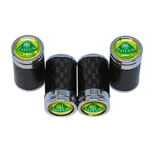 Lotus Green Text Yellow Background Carbon Fiber Tire Caps