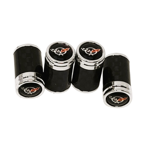 Corvette C5 Logo Black Background carbon Fiber Tire Caps