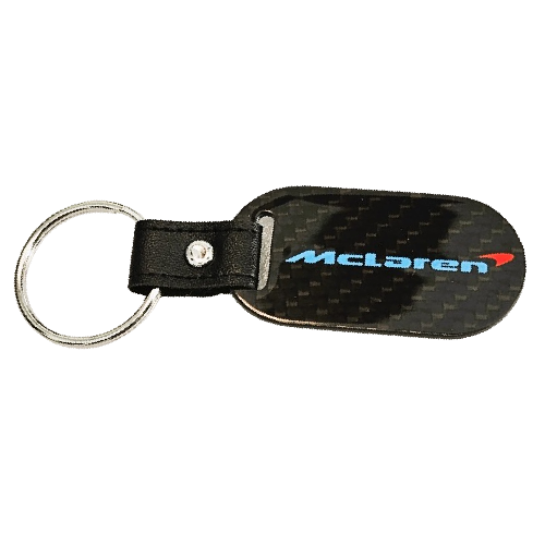 Mclaren Key Fob Blue/Grey Text and Red Swoop in Carbon Fiber