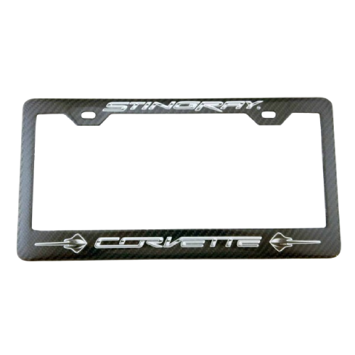 Corvette Stingray License Frame Silver Text and Logo's