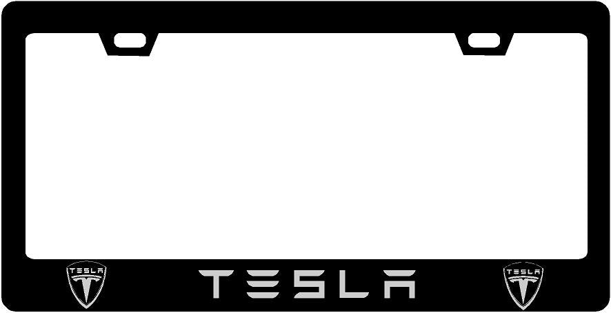 Tesla Carbon Fiber License Frame Silver