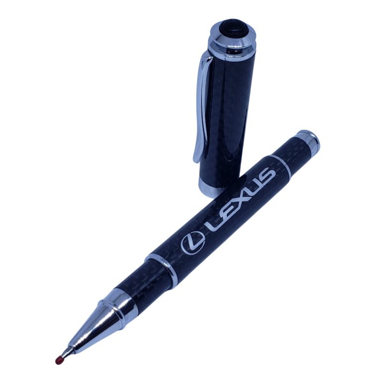 Lexus Carbon Fiber Pen Silver Text and Logo Exotic Carbon Fiber