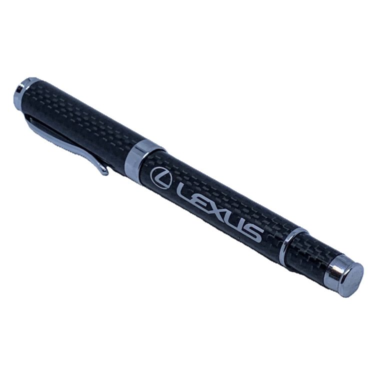 Lexus Carbon Fiber Pen Silver Text and Logo Exotic Carbon Fiber