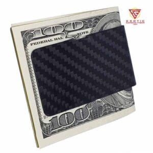 Black wallet on top of a hundred dollar bill.