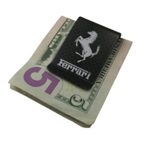 Ferrari Cavallino Money Clip Silver Text and Logo Exotic Carbon Fiber