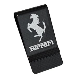 Ferrari Cavallino Money Clip Silver Text and Logo Exotic Carbon Fiber