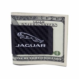 Jaguar Money Clip Silver Cat Outline Exotic carbon Fiber