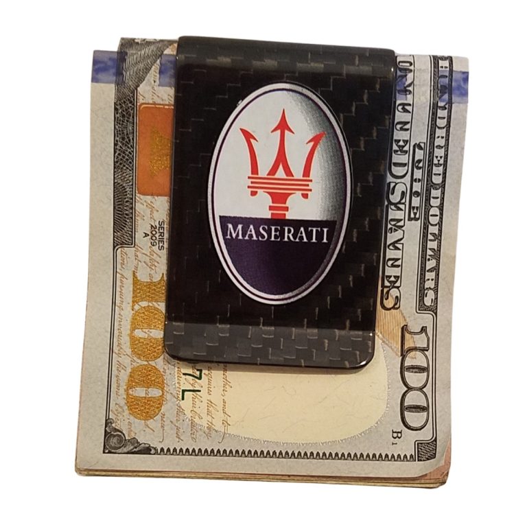 Maserati Money Clip Color Trident Logo Exotic Carbon Fiber