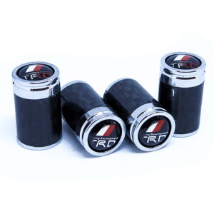Toyota TRD Tire Valve Caps Red Logo Exotic Carbon Fiber