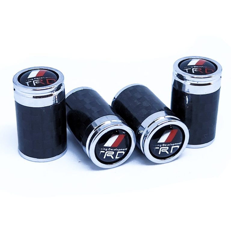 Toyota TRD Tire Valve Caps Red Logo Exotic Carbon Fiber
