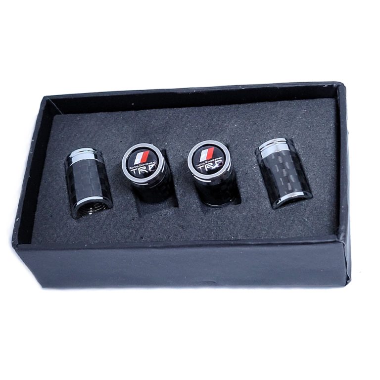 Toyota TRD Tire Valve Caps Red Logo Exotic Carbon Fiber