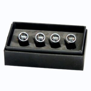 Jeep Tire Valve Caps Silver Text Exotic Carbon Fiber