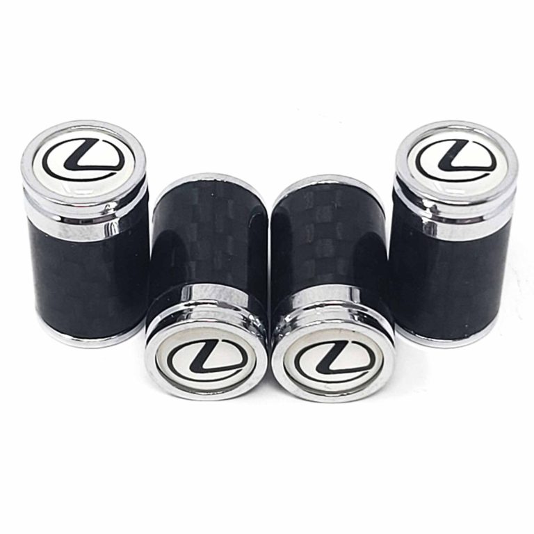 Lexus Tire Valve Caps White Background Exotic Carbon Fiber