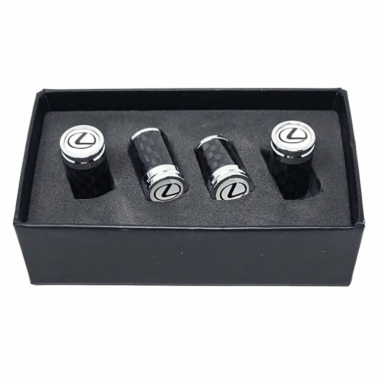Lexus Tire Valve Caps White Background Exotic Carbon Fiber