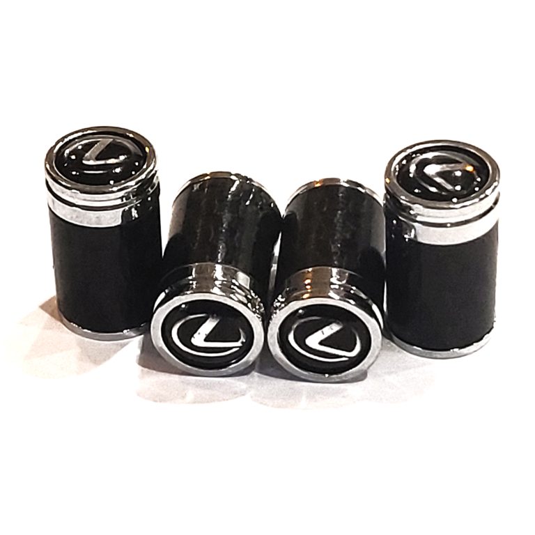 Lexus Tire Valve Caps Silver Logo Exotic Carbon Fiber