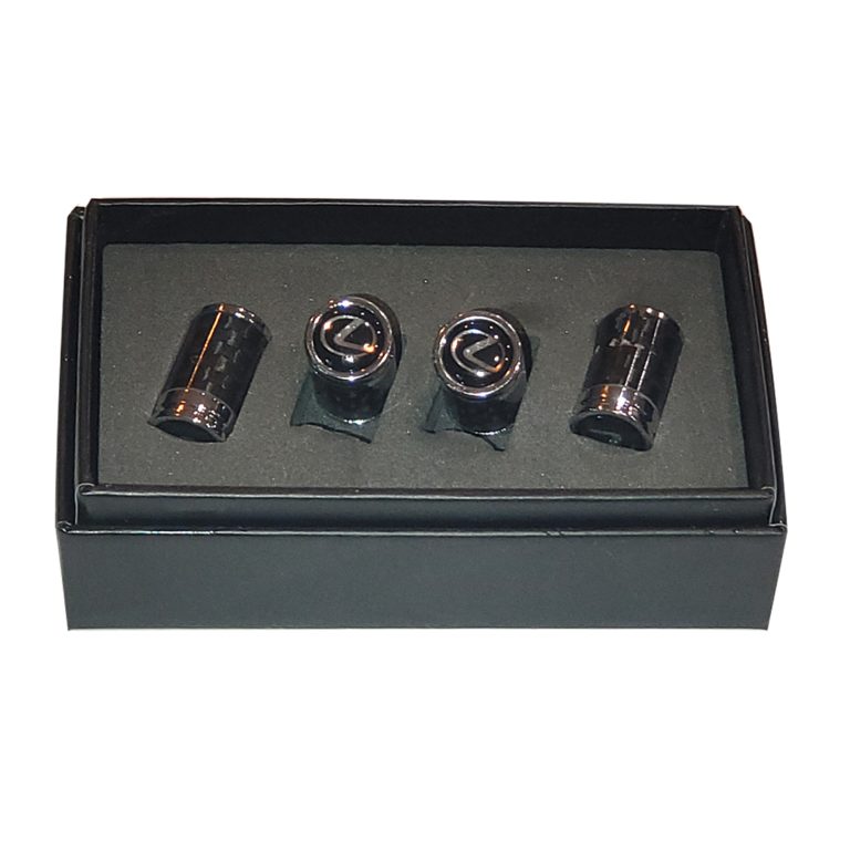 Lexus Tire Valve Caps Silver Logo Exotic Carbon Fiber