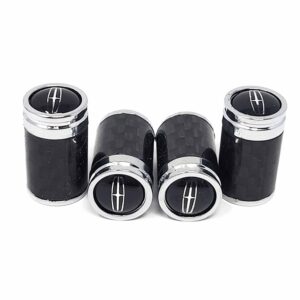 Lincoln Tire Valve Caps Black Background Exotic Carbon FIber