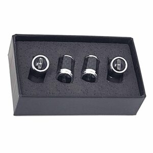 Lincoln Tire Valve Caps Black Background Exotic Carbon FIber