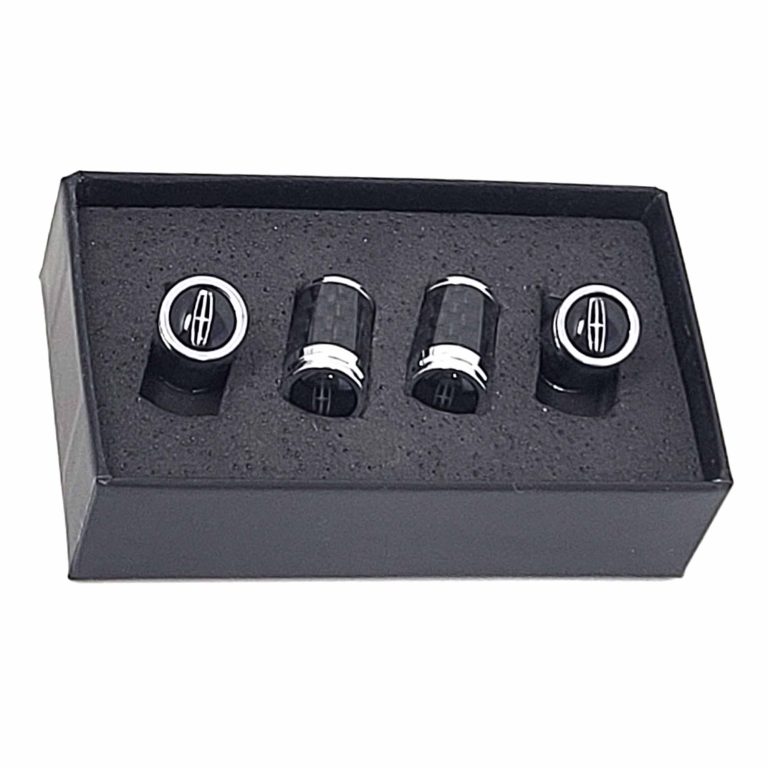 Lincoln Tire Valve Caps Black Background Exotic Carbon FIber