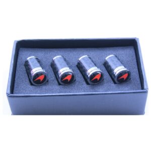 McLaren Valve Caps Red Swoosh Only Exotic Carbon FIber