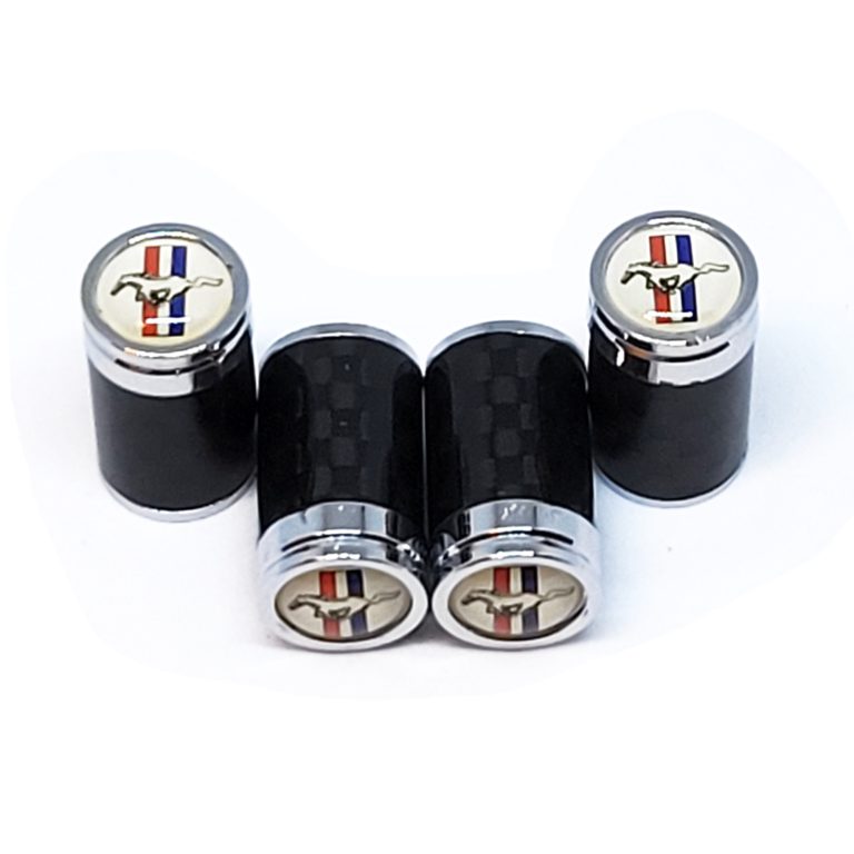 Mustang Tire Valve Caps Exotic Carbon Fiber