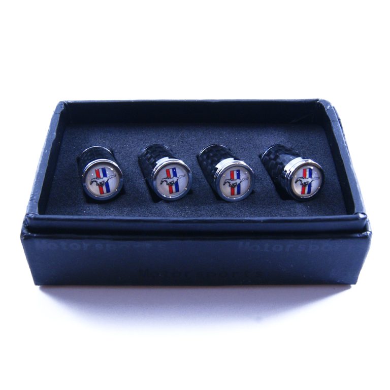 Mustang Tire Valve Caps Exotic Carbon Fiber