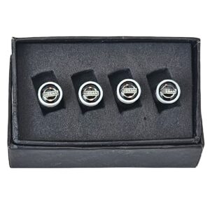 Nissan Tire Valve Caps Silver Logo Exotic Carbon Fiber