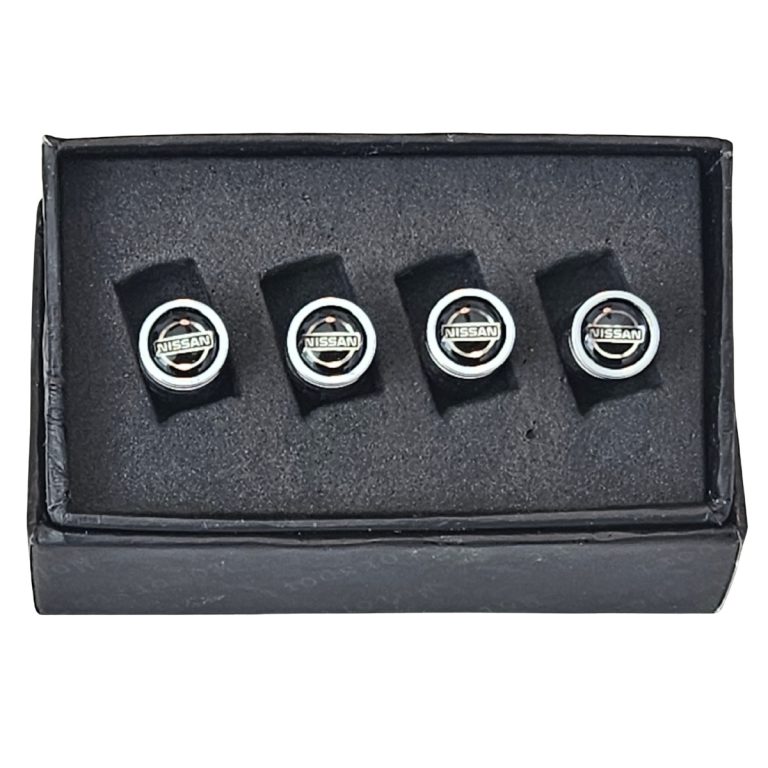 Nissan Tire Valve Caps Silver Logo Exotic Carbon Fiber