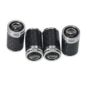 Nissan Tire Valve Caps Silver Logo Exotic Carbon Fiber