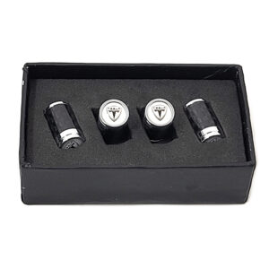 Tesla Tire Valve Caps White Background Exotic Carbon Fiber