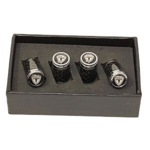 Tesla Shield Tire Valve Caps Exotic Carbon Fiber