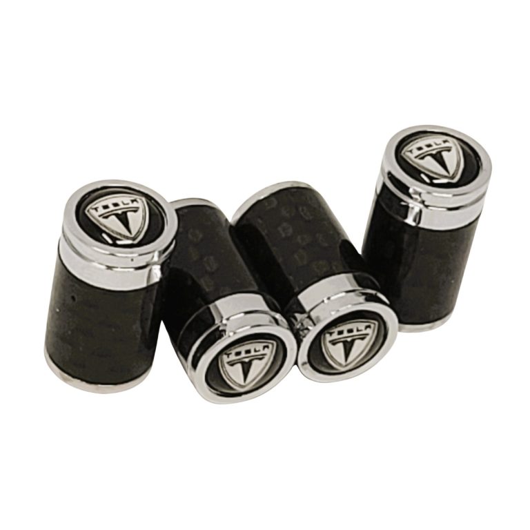 Tesla Shield Tire Valve Caps Exotic Carbon Fiber