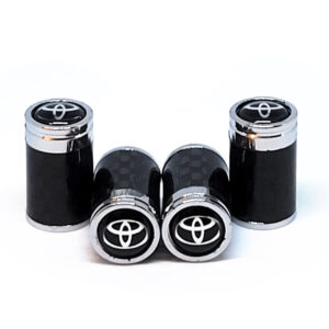 Toyota Tire Valve Caps Silver Logo Exotic Carbon Fiber