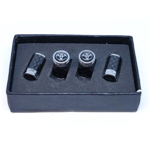 Toyota Tire Valve Caps Silver Logo Exotic Carbon Fiber