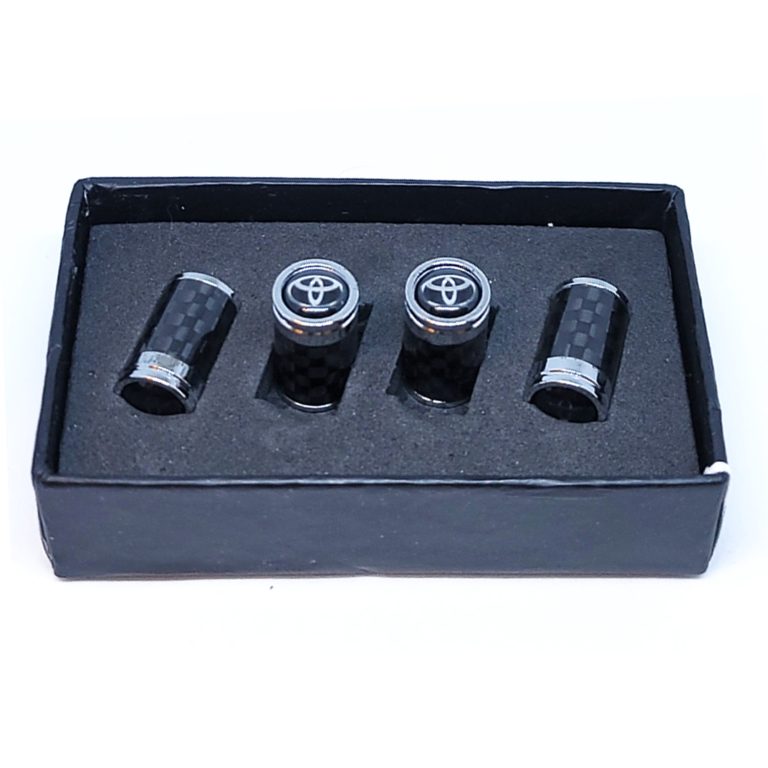 Toyota Tire Valve Caps Silver Logo Exotic Carbon Fiber