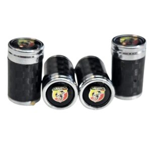 Abarth Tire Valve Caps Color Logo Exotic Carbon Fiber