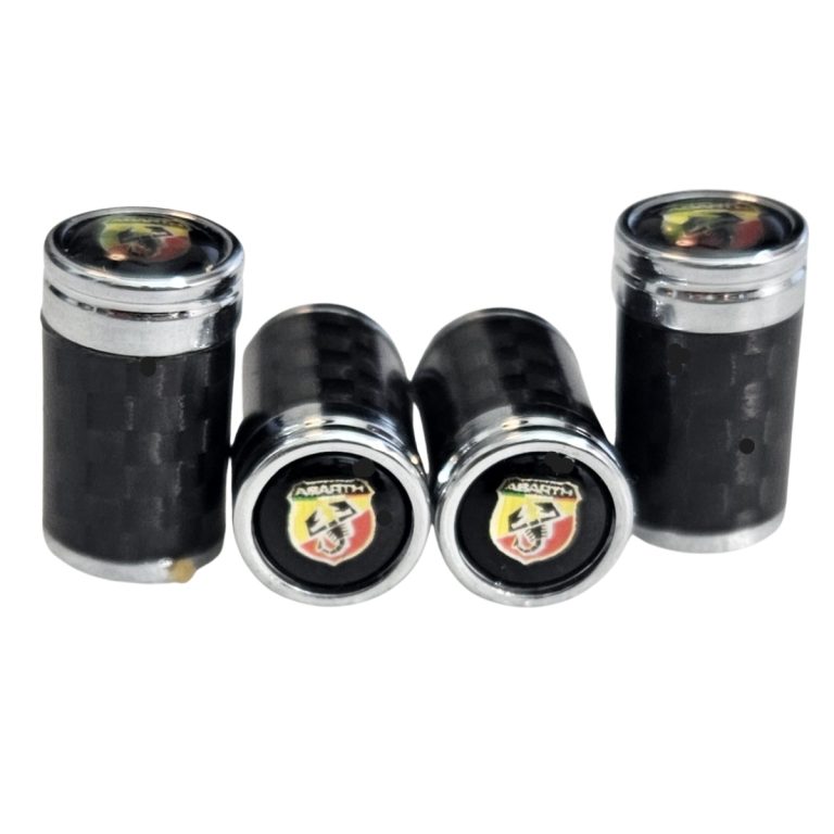 Abarth Tire Valve Caps Color Logo Exotic Carbon Fiber