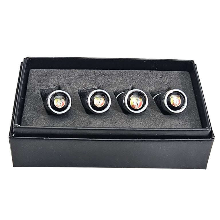 Abarth Tire Valve Caps Color Logo Exotic Carbon Fiber