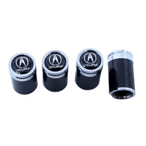 Acura Tire Valve Caps Silver Logo Exotic Carbon Fiber