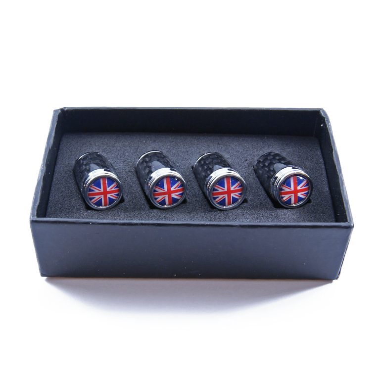 British Flag Tire Valve Caps Exotic Carbon Fiber