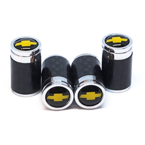 Chevrolet Tire Valve Caps Yellow Bowtie Exotic Carbon Fiber