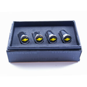 Chevrolet Tire Valve Caps Yellow Bowtie Exotic Carbon Fiber