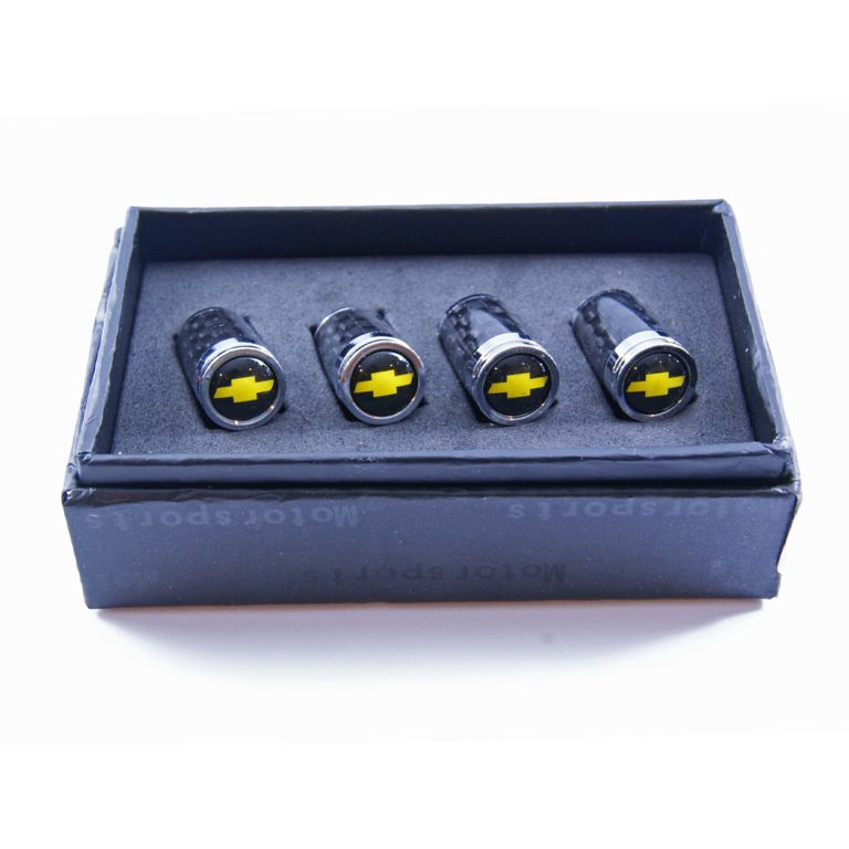 Chevrolet Tire Valve Caps Yellow Bowtie Exotic Carbon Fiber