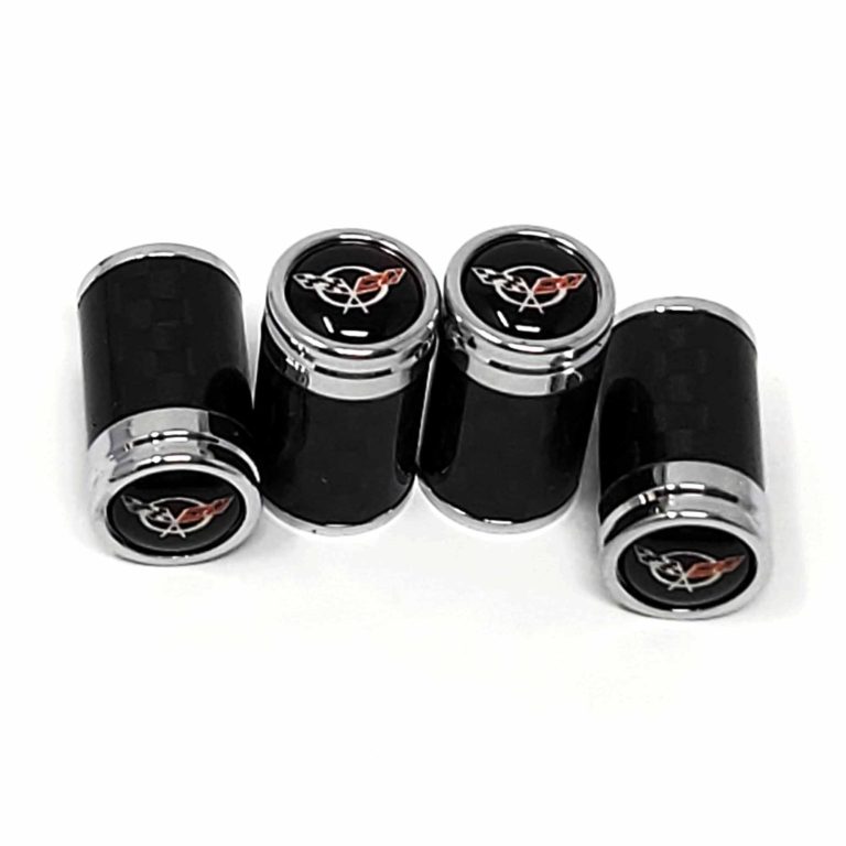 Corvette C5 Flags Tire Valve Caps Exotic Carbon Fiber