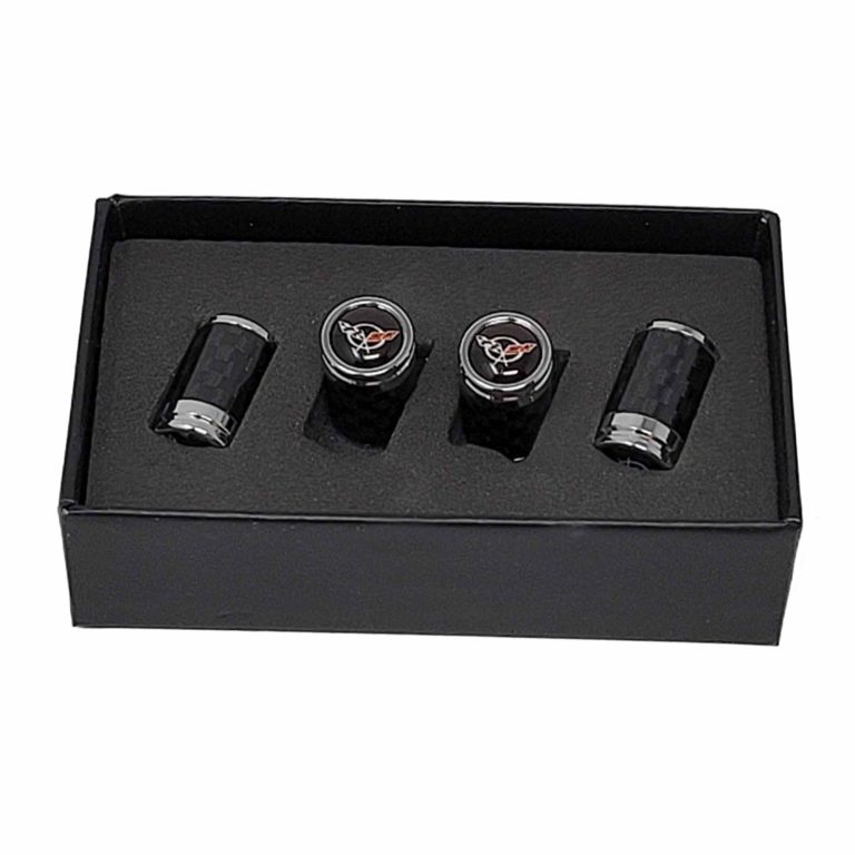 Corvette C5 Flags Tire Valve Caps Exotic Carbon Fiber