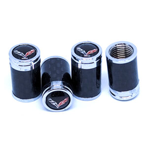 Corvette C7 Flags Tire Valve Caps Exotic Carbon Fiber