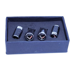 Corvette C7 Flags Tire Valve Caps Exotic Carbon Fiber