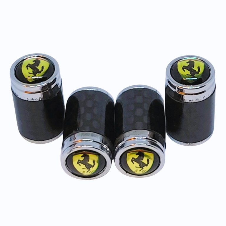 Ferrari Scuderia Valve Caps Black Background Exotic Carbon Fiber